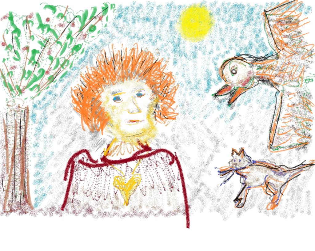 En rødhåret, en and og en kat, december 2016