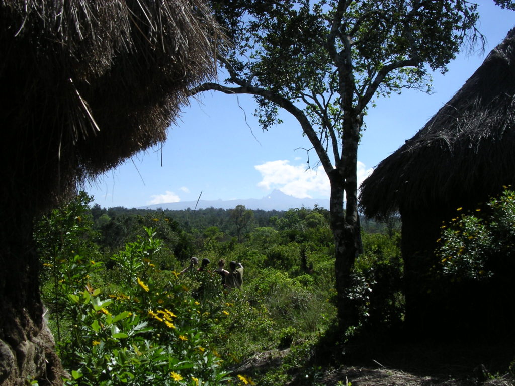 Mount Kenya National Park - små hytter i en fantastisk smuk natur med Mount Kenya i baggrunden